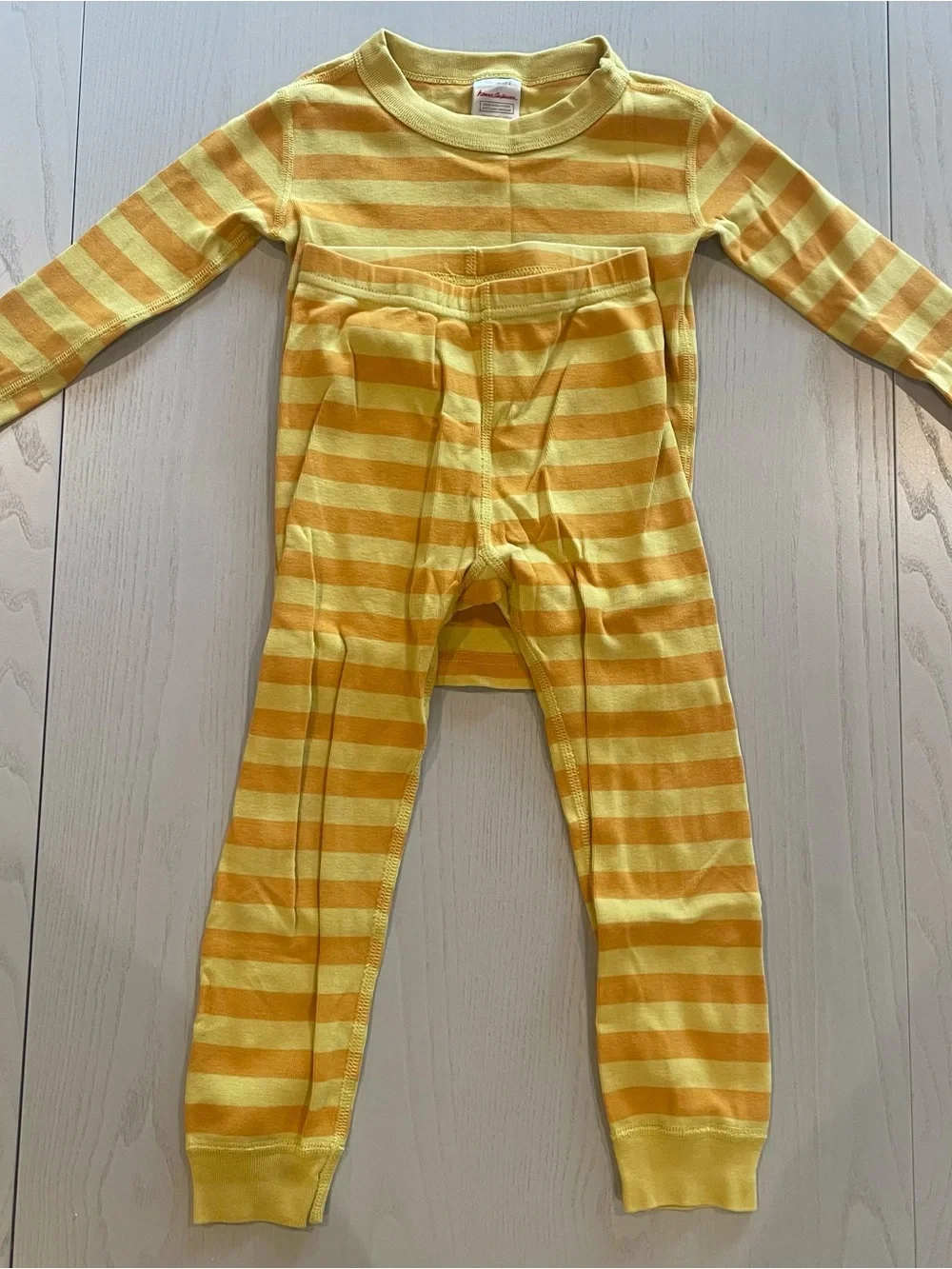 Hanna Andersson Striped Long John Pajama Set Swedish Yellow/Golden Hour - 4 100